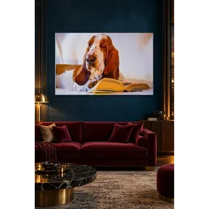 Impression sur toile de Fida, chien de la race Basset Hound, lisant un livre - Product Image 4