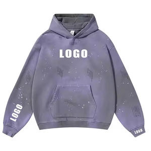 OEM personalizado de los hombres de lavado al margen Sudadera con capucha 100% poliéster Color sólido de alta calidad sudaderas con capucha de gran tamaño - Product Image 1