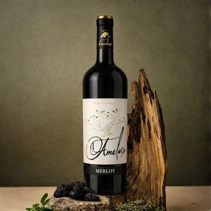 Vino Tinto Añejado en Roble Amelasio, 100% Merlot, 13% ABV, 4 Meses de Añejamiento en Roble, Vino Blanco Español, 750 ml - Product Image 2