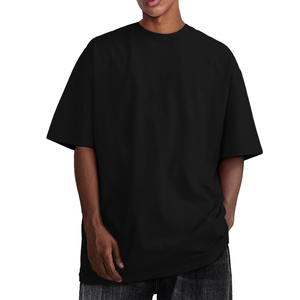 T-shirt homme avec logo personnalisé coton épais côtelé 260 g/m² T-shirt ras du cou à épaules tombantes et surdimensionné pour hommes - Product Image 2