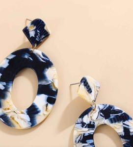 Boucles d'oreilles en résine brodée, bijoux de mode en acier inoxydable faits à la main pour femmes et filles, look classique de mariage, haute qualité - Product Image 6