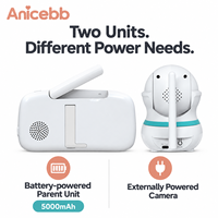 Anicebb Moniteur vidéo pour bébé 5 pouces avec unité parentale rechargeable 5000 mAh, 2,4 GHz FHSS, VOX, alerte batterie faible, sans Wi-Fi, pour la maison