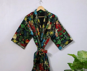 Indian Handmade Vintage Cotton Kantha Kimono Indian Kantha Kimono Lightweight <b>Women</b> Long Coat Unisex Wear <b>Jacket</b> Gift for Her - Product Image 4