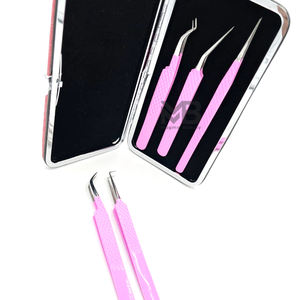 Pince à épiler pour extension de cils en acier inoxydable japonais avec revêtement en poudre rose - Product Image 3