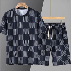 Chándales de verano para hombre de talla grande 10XL 11XL, conjuntos de verano, camisetas a cuadros de moda informal, pantalones cortos, trajes para hombre de talla grande 11XL - Product Image 2