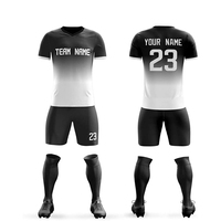 Uniformes de Fútbol para Hombre de Alta Calidad al por Mayor, 100% Poliéster, Nombre del Equipo Personalizado, Manga Corta, Elástico en Cuatro Direcciones, Transpirable