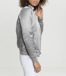 Chaqueta de bombardero de satén de talla grande para mujer, chaqueta de invierno con cremallera de poliéster, estilo transpirable, chaqueta universitaria lisa - Product Image 5