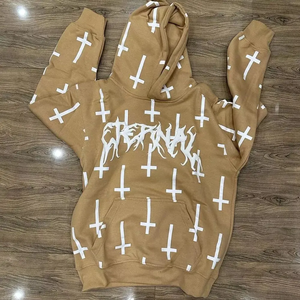 เสื้อมีฮู้ดสำหรับผู้ชายผ้าคอตตอนพิมพ์ลายพัฟโพลีเอสเตอร์กำหนดได้เอง400gsm 3D โฟม - Product Image 1