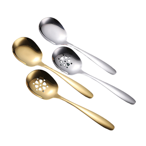 Cuchara para servir de acero inoxidable, el mejor material, acabado en color dorado y plateado, espejado y pulido para servir en fiestas - Product Image 4