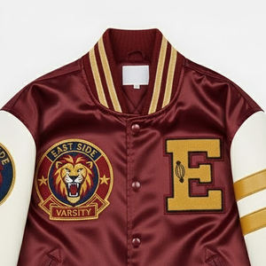 Chaqueta Varsity Personalizada con Bordado Chenille y Satén para Hombre, Novedad 2025, Chaqueta Deportiva Casual de Béisbol con Letras - Product Image 3