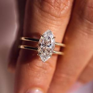 Bague de fiançailles en diamant naturel 3 CT taille marquise Bague de fiançailles double couche Bague unique en or massif 14k Diamant Bijoux personnalisés - Product Image 1