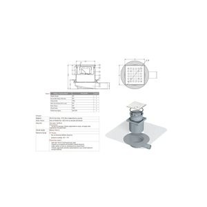 Scarico a pavimento in acciaio inox regolabile in altezza/filtro 15*15 Q100
