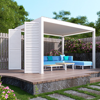 Pergola bioclimatique motorisée BREALU, toit rétractable moderne pour l'extérieur, bioclimatique motorisée, jardin