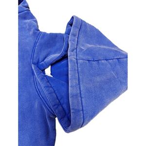 Pull à capuche à la mode bleu délavé à l'acide pour hommes, manches longues, décontracté avec techniques brodées et motif solide - Product Image 3