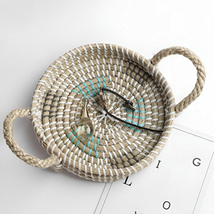 Plateau de luxe en herbe de mer pour servir des fruits secs, des collations, du thé, du café, accessoire de haute qualité, plateaux en herbe de mer - Product Image 1