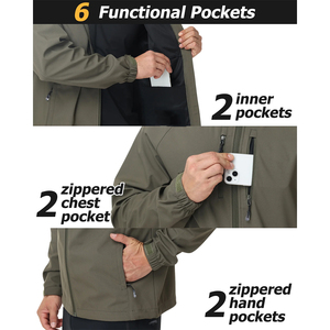 แจ็กเก็ตมีซิปสำหรับผู้ชาย, แจ็คเก็ตกันหนาวกันน้ำน้ำหนักเบามีกระเป๋าซิป - Product Image 4