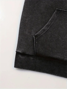 High Quality Oversize Heavyweight Men's Hoodie Zip-Up Vintage Style <b>Acid</b> Wash Embroidered 100% <b>Organic</b> Cotton Winter Wear - Product Image 4