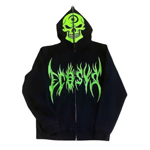 เสื้อมีฮู้ดแฟชั่นสำหรับผู้ชายเสื้อฮู้ด2024ปักลายด้วยกรดซีดจางสำหรับ400gsm - Product Image 1