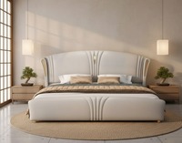 Lit plateforme en tissu de velours et bois écologique durable New Vision ASTOR Contemporary |   Ensemble de lit haut de gamme avec revêtement et support au sol pour