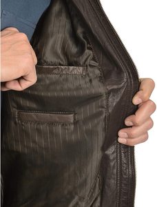 Chaqueta de cuero para hombre europea y americana chaqueta de cuero para motocicleta punk para hombre con cuello levantado para jóvenes - Product Image 5