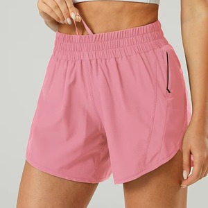 Short de course 2 en 1 pour femme, taille haute, entrejambe de 2 pouces, cordon de serrage intérieur, poche arrière, ourlet dauphin respirant, séchage rapide - Product Image 3