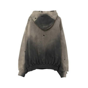 Sweat à capuche décontracté pour homme, personnalisé OEM, jersey côtelé, cordon de serrage, épaules tombantes, coupe ample, effet délavé, brodé - Product Image 6