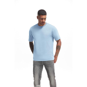 Camiseta de cuello redondo de algodón Premium para hombre, Camiseta clásica fresca ajustada con hombros caídos, camiseta ligera de secado rápido con cuello redondo - Product Image 4