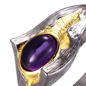 Fashionable Handmade <strong>Amethyst</strong> <strong>Gold</strong> Plated Enamel 925 Sterling Silver Jewelry <strong>Rings</strong> for Anniversary - Product Image 4