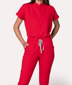 Les soins infirmiers frottent des ensembles d'uniformes avec la silhouette de douille courte et le collier de support contourné pour l'ajustement propre - Product Image 6