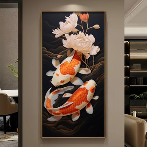 2025 NEW Modern Luxury Living Room Home Decor Nordic Animal LUCK Koi Fish <strong>Canvas</strong> Painting <strong>Digital</strong> Led <strong>Light</strong> Decorative Wall Art - Product Image 5