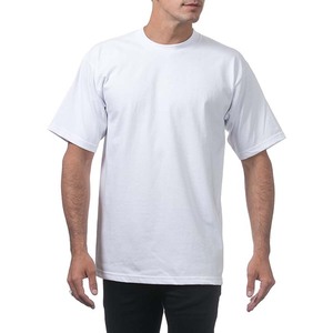 T-shirt blanc uni à manches courtes pour homme, col rond, coupe classique, jersey en coton, couleur unie - Product Image 3