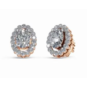 Pendientes de Diamante Ovalados con Halo Festoneado, Oro de 9 KT, 14 KT, 18 KT, Joyería Cultivada en Laboratorio, Proveedor Mayorista OEM B2B para Exportación - Product Image 5