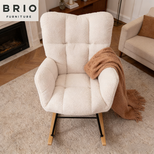 En İyi Sallanan Sandalye Bebek Odası Peluş Döşemeli Bebek Yumuşak Sallanan Sandalye Küçük Alanlar İç Mekan Rahat Sherpa Kompakt Emzirme Sandalyeleri - Product Image 3