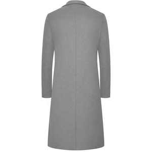 Manteau en laine décontracté coupe ajustée à la mode pour hommes Manteau trench en fourrure de mouton de longueur moyenne à simple boutonnage facile à porter - Product Image 3