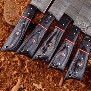 2025 nueva llegada Oem personalizado Chef juego de 5 piezas hecho a mano personalizado Damasco acero Chef cuchillo conjunto con bolsa rodante marrón - Product Image 3