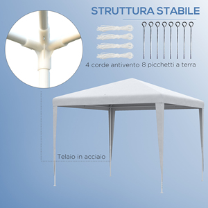 Outsunny Steel Frame Garden <strong>Gazebo</strong> for Outdoor and <strong>Indoor</strong>, 2.7x2.7m White