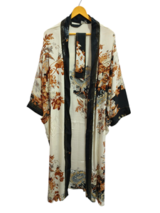 Túnica India Floral Seda Sari Kimono Vintage Sari Robe Suave Playa Fiesta Vestido Indio Hecho A Mano Seda Kimono - Product Image 6