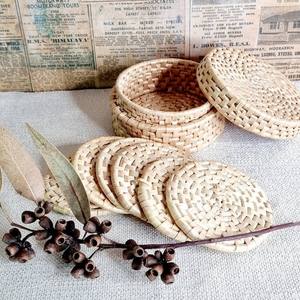 Square Hand Woven Jute Flax Oval Wicker Drink <b>Coaster</b> Cup <b>Coasters</b> Dining Table Mat <b>Heat</b> Resistant Holder Tea <b>Coaster</b> Pieces - Product Image 3