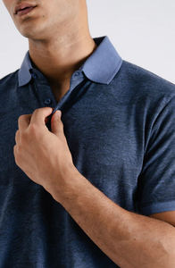 เสื้อโปโลผู้ชายแห้งเร็วเสื้อโปโลลายสีทึบยืดได้แบบกำหนดเอง - Product Image 3