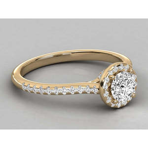 Bague solitaire en or 18 carats avec diamant rond brillant pour femme - Product Image 4