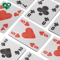 Cartes à Jouer en Plastique Transparent Brillant avec Points Rouges de Marque, Revêtement Unique des Deux Faces, Format Bridge (58x88mm), 54 Cartes