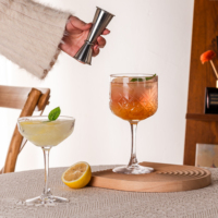 Verre à cocktail Margarita 250 ml, épais, sûr et durable, transparent, à rayures uniques, style vintage, écologique, vente en gros
