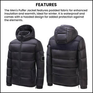 Veste matelassée pour homme avec tissu rembourré pour une chaleur ultime, design élégant à capuche avec isolation améliorée Vestes pour homme - Product Image 5