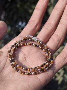 Collar de Cuentas de Ojo de Tigre Natural, Cuentas Redondas Facetadas de 2 mm, Joyería de Piedra Preciosa de Ojo de Tigre Natural, Collar de Sanación en Capas - Product Image 4