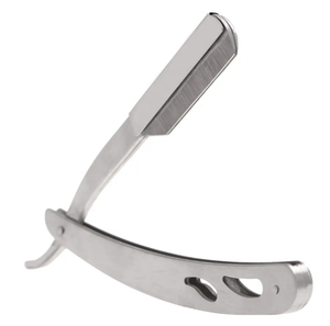 Cuchillo de afeitar plegable profesional de acero inoxidable, maquinilla de afeitar de garganta de corte recto para barberos - Product Image 1
