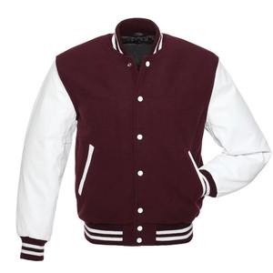 Chaqueta Universitaria Americana de Béisbol para Hombre, Estilo Letterman, Negra, de Lana con Mangas de Cuero Auténtico Negro, Colores Personalizables - Product Image 1