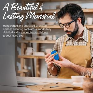 Urne souvenir bleue-Petite pour les cendres humaines avec boîte et sac de qualité supérieure-Mini urne pour homme-Honorez votre bien-aimé avec une petite crémation - Product Image 6