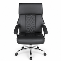 Chaise de bureau de direction moderne de luxe, dossier haut, ergonomique, pivotante en PU, avec base chromée et roulettes, pour bureau à domicile