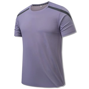 T-shirt pour homme à col rond, manches courtes, coupe classique, sportif, séchage rapide, tricoté, 100% polyester, couleur unie - Product Image 1
