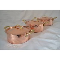 Perlengkapan Casserole Ruffoni Logam Kokoh dengan Tekstur Palu, Finishing Antik Tembaga, Bentuk dan Logo Dapat Disesuaikan